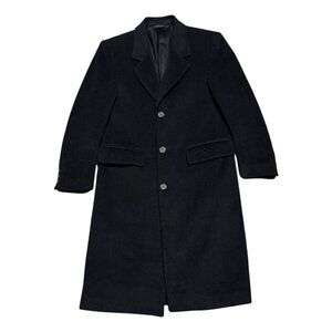 ADAMS ROW Wool Luxury Designer Black Winter Business Casual Pea Coat Mens Small